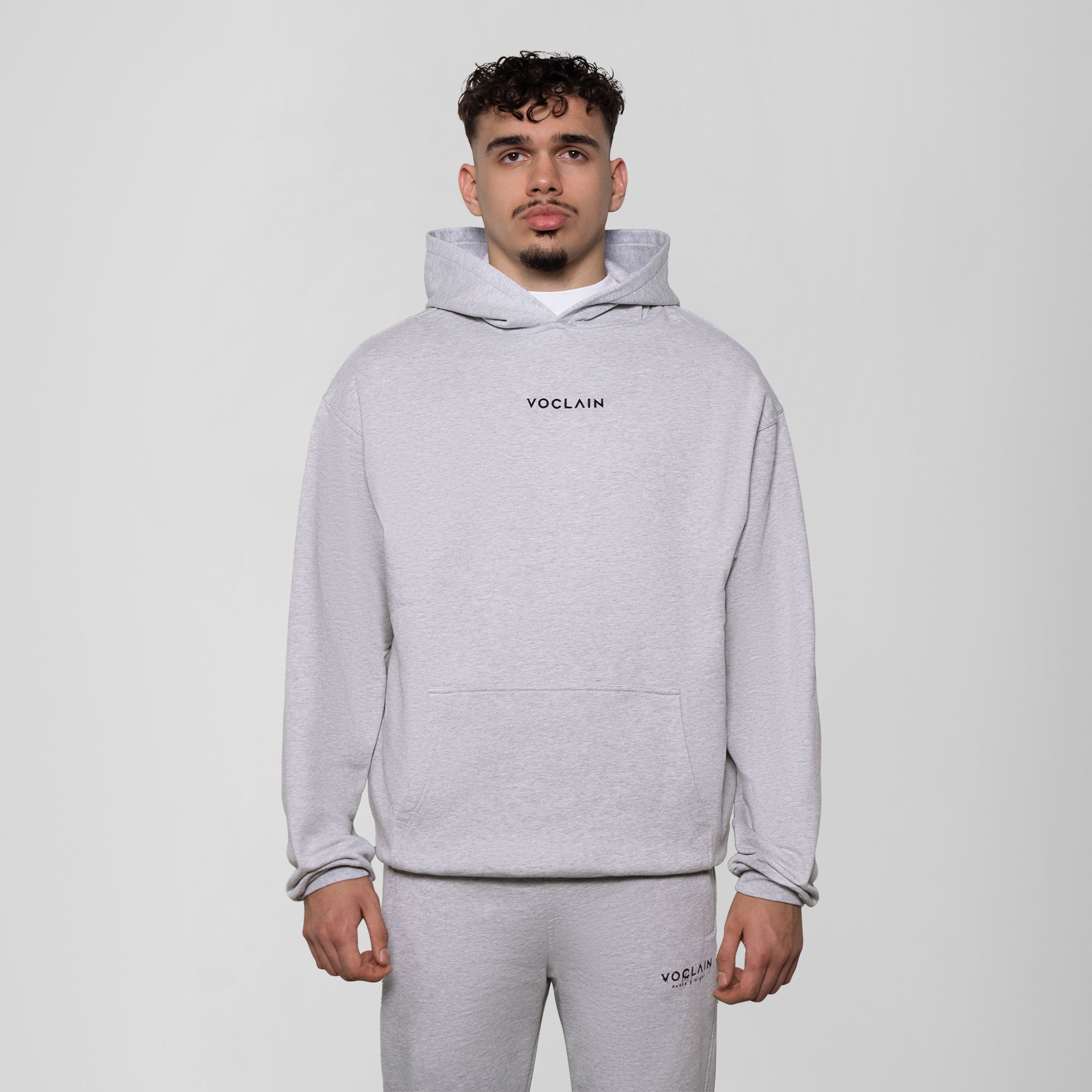 Model with Voclain Gray Hoodie