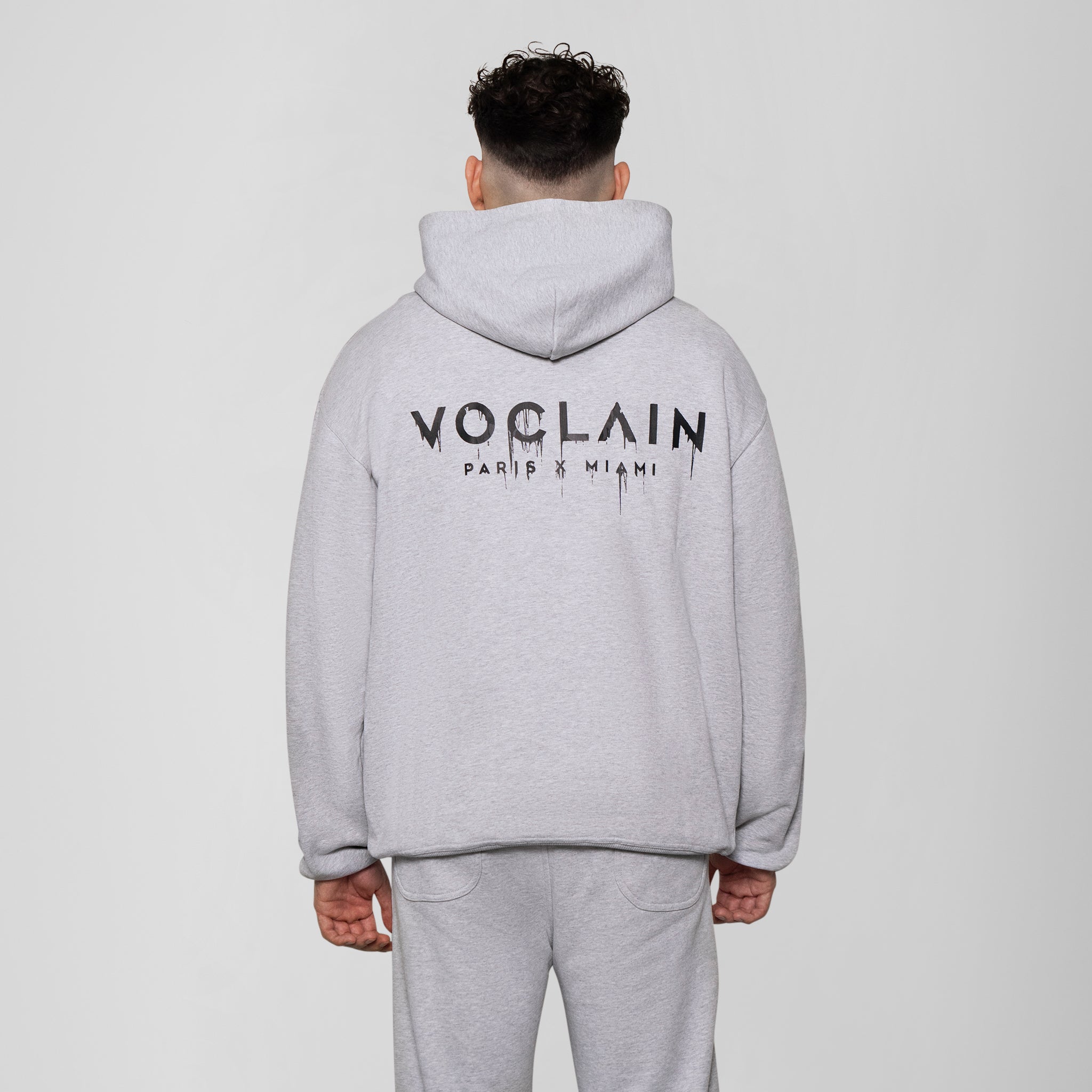 Model with Voclain Gray Hoodie